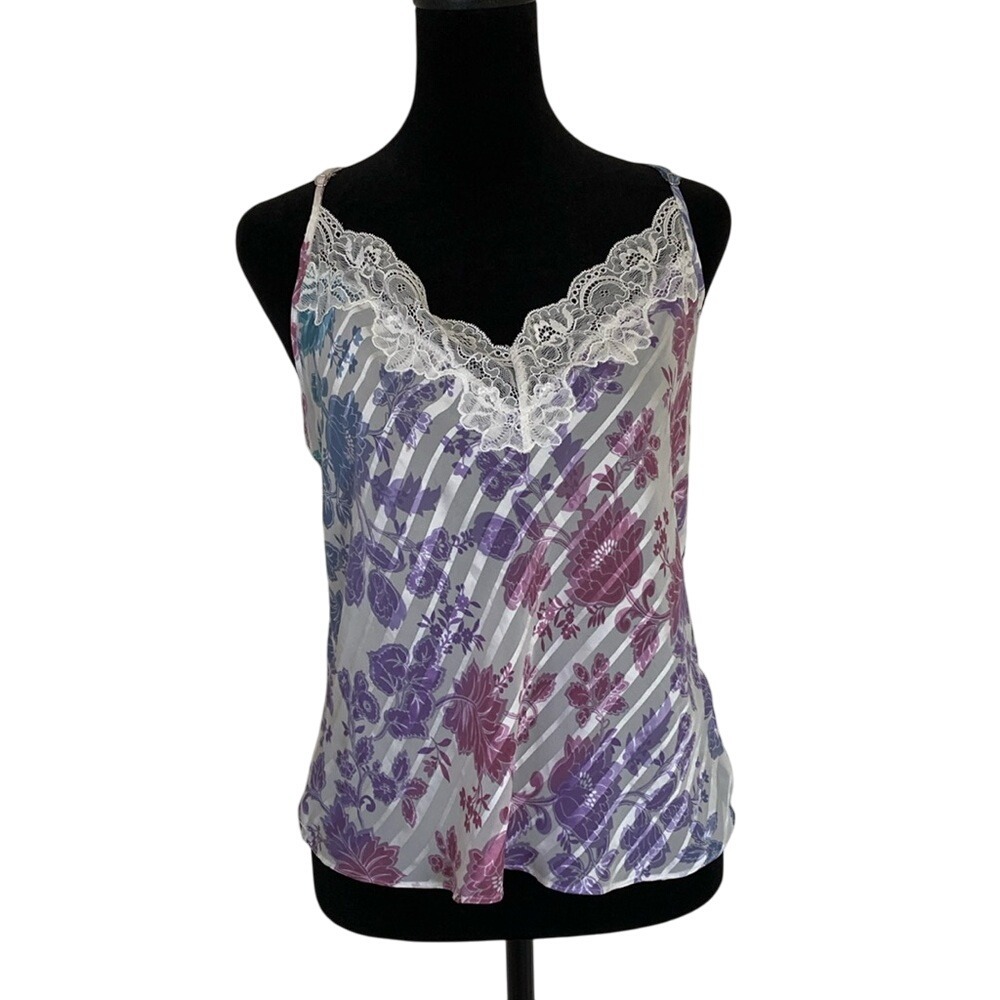 In Bloom by Jonquil Womens Floral Lace Trim Camisole Top Size M‎ Fairy Feminine